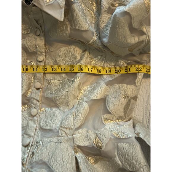 ALEX Evenings Jacquard Gold Mother Of The Bride Dress Gown Point Collar 14 16 - Picture 9 of 16